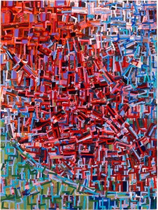 Rick Lowe Untitled, 2025. Acrylic and paper collage on canvas, 48 ⅛ × 36 ⅛ inches (122.2 × 91.8 cm) © Rick Lowe Studio. Photo: Thomas Dubrock
