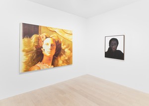 Installation view. Artwork, left to right: © Jamian Juliano-Villani, © Amoako Boafo. Photo: Owen Conway