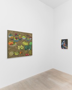 Installation view. Artwork, left to right: © Jonas Wood, © Nathaniel Mary Quinn. Photo: Owen Conway