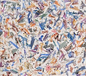 Simon Hantaï Sans titre (Untitled), 1984. Acrylic on canvas, 58 ⅞ × 66 ¾ inches (149.5 × 169.5 cm) © Archives Simon Hantaï/ADAGP, Paris. Photo: Bertrand Huet