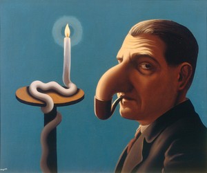 René Magritte La Lampe philosophique (The Philosopher’s Lamp), 1936. Oil on canvas, 19 ¾ × 26 inches (50 × 66 cm) © 2026 C. Herscovici/Artists Rights Society (ARS), New York. Photo: courtesy Private Collection, Brussels, Kingdom of Belgium