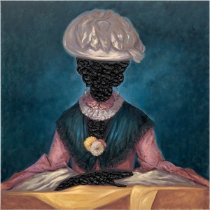 Titus Kaphar Kinfolk, Breath Is My Precious Inheritance (Sarah Johnson), 2025. Tar and oil on linen, 60 × 60 inches (152.4 × 152.4 cm) © Titus Kaphar. Photo: Owen Conway