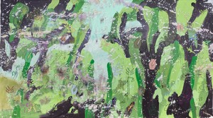Urs Fischer EDEN, 2026. Gesso, latex, acrylic paint, and modeling paste on canvas, 110 × 198 inches (279.4 × 502.9 cm) ©Urs Fischer. Photo: Stathis Mamalakis