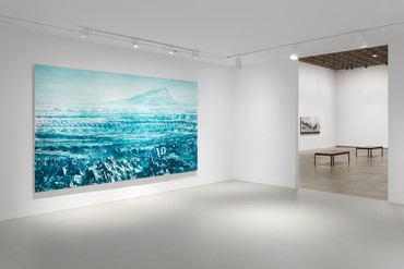 Installation view, Legacy: The Emily Fisher Landau Collection, Whitney Museum of American Art, New York, February 10–May 1, 2011. Artwork, left to right © Mark Tansey, © Ed Ruscha. Photo: Tim Nighswander/Imaging4Art