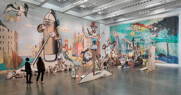 Installation view, Jim Shaw: The End Is Here, New Museum, New York, October 7, 2015–January 10, 2016. Artwork © Jim Shaw. Photo: Maris Hutchinson
