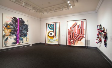 Installation view, No Man’s Land: Women Artists from the Rubell Family Collection, National Museum of Women in the Arts, Washington, DC, September 30, 2016–January 8, 2017. Artwork, left to right: © Mary Weatherford, © Kerstin Brätsch, © Sonia Gomes