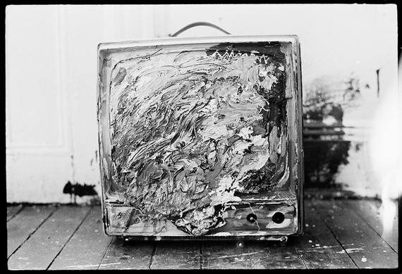Painted television in Jean-Michel Basquiat and Alexis Adler's East 12th Street apartment, New York, c. 1979–80. Photo by Alexis Adler