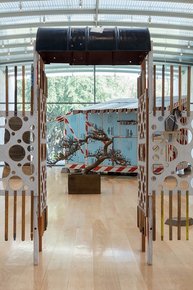 Installation view, Tom Sachs: Tea Ceremony, Nasher Sculpture Center, Dallas, September 16, 2017–January 7, 2018. Photo by Kevin Todora
