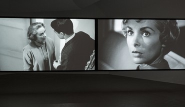 Douglas Gordon, 24 Hour Psycho Back and Forth and To and Fro, 2008. Installation view, MGK, Kunstmuseum Basel, 2013. © Studio lost but found/VG Bild-Kunst, Bonn 2017. Photo: Studio lost but found/Frederik Pedersen from Psycho (1960), USA. Directed and Produced by Alfred Hitchcock. Distributed by Paramount Pictures. © Universal City Studios.