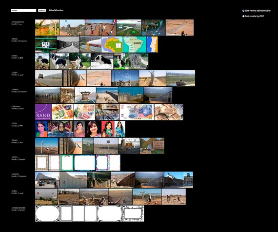 Taryn Simon and Aaron Swartz, Border, 9/30/16, 12:19pm (Eastern Standard Time), Image Atlas, 2012, website view