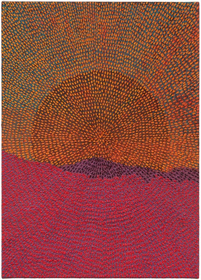 Jennifer Guidi, Eclipse (Painted Mandala Mountain SF #1A, Black Sand, Blue, Yellow, Purple, Red), 2017 © Jennifer Guidi