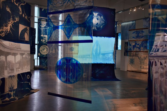 Installation view, Ellen Gallagher with Edgar Cleijne: Liquid Intelligence, Wiels, Contemporary Art Centre, Brussels, February 2–April 28, 2019. Artwork © Edgar Cleijne and Ellen Gallagher