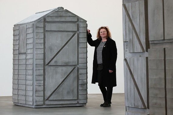 Rachel Whiteread with her sculpture Detached I (2012) at Gagosian, Britannia Street, London, 2013. Photo: Dan Kitwood/Getty Images