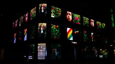 Grace Wales Bonner’s digital art installation for the façade of Flannels, London, 2021. Artwork © Grace Wales Bonner. Photo: courtesy W1 Curates