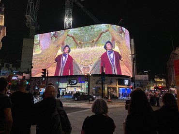Isaac Julien’s Lessons of the Hour – Frederick Douglass (Doppelgänger) (2021) on Piccadilly Lights, London, 2021