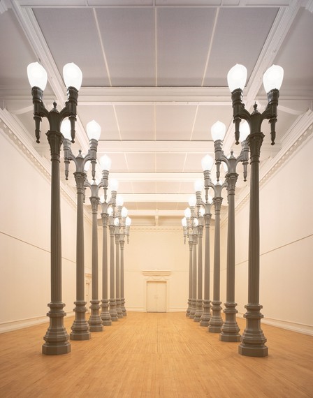 Installation view, Chris Burden: 14 Magnolia Double Lamps, South London Gallery, September 15–November 5, 2006. Artwork © Chris Burden/Licensed by the Chris Burden Estate and Artists Rights Society (ARS), New York. Photo: VIEW Pictures Ltd./Alamy Stock Photo