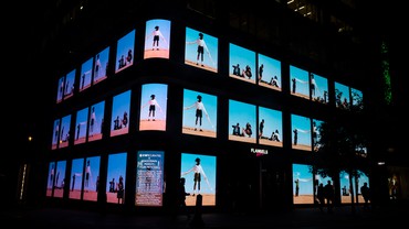 Tyler Mitchell’s digital art installation for the façade of Flannels, London, 2021. Artwork © Tyler Mitchell. Photo: courtesy W1 Curates