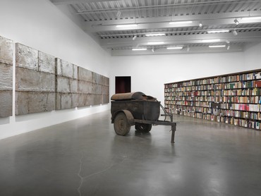 Installation view, Theaster Gates: Young Lords and Their Traces, New Museum, New York, November 11, 2022–February 5, 2023. Artwork © Theaster Gates. Photo: Dario Lasagni, courtesy New Museum, New York