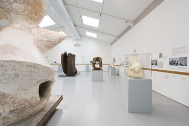Installation view, Henry Moore: The Sixties, Henry Moore Studios &amp; Gardens, Perry Green, England, April 1–October 30, 2022. Artwork: Reproduced by permission of the Henry Moore Foundation. Photo: Rob Harris