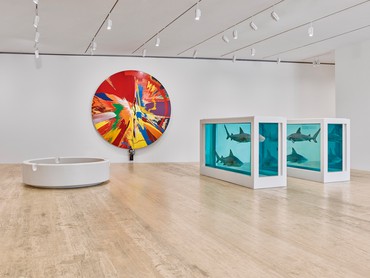 Installation view, Damien Hirst: Vivir Para Siempre (Por Un Momento), Museo Jumex, Mexico City, March 23–August 25, 2024. Artwork © Damien Hirst and Science Ltd. All rights reserved, DACS 2024. Photo: Prudence Cuming Associates Ltd © Damien Hirst and Science Ltd. All rights reserved, DACS 2024