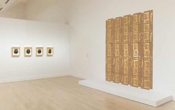 Installation view, Gilded: Contemporary Artists Explore Value and Worth, Weatherspoon Art Museum, University of North Carolina, Greensboro, September 10, 2022–April 8, 2023. Artwork, left to right: © Titus Kaphar, © Danh Vo