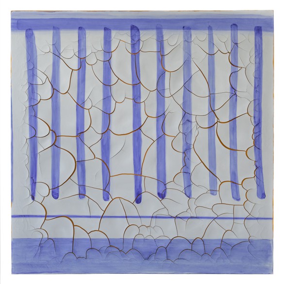 Adriana Varejão, Azulejão (Doric), 2016, oil on plaster on canvas, 70 ⅞ × 70 ⅞ inches (180 × 180 cm)