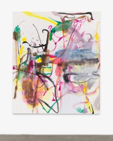 Albert Oehlen, Untitled, 2019, watercolor on canvas, 83 ⅞ × 72 ⅛ inches (213 × 183 cm).