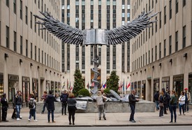 Anselm Kiefer, Uraeus (2017-18), installation view, Rockefeller Center, New York.