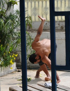 <p>Benjamin Abras training in Capoeira Angola as part of his Afro Butoh research, Tunis, Tunisia, 2020. Photo: Neïs Michel-Casasola</p>