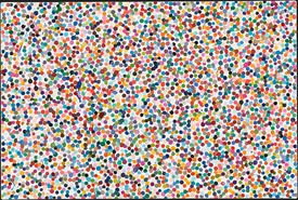 Damien Hirst, Fruit Salad, 2016, household gloss on canvas, 16 × 24 inches.