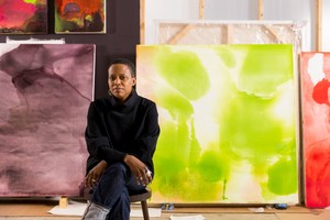 <p>Amanda Williams in her studio, Chicago, 2022. Photo: Jacob Hand</p>