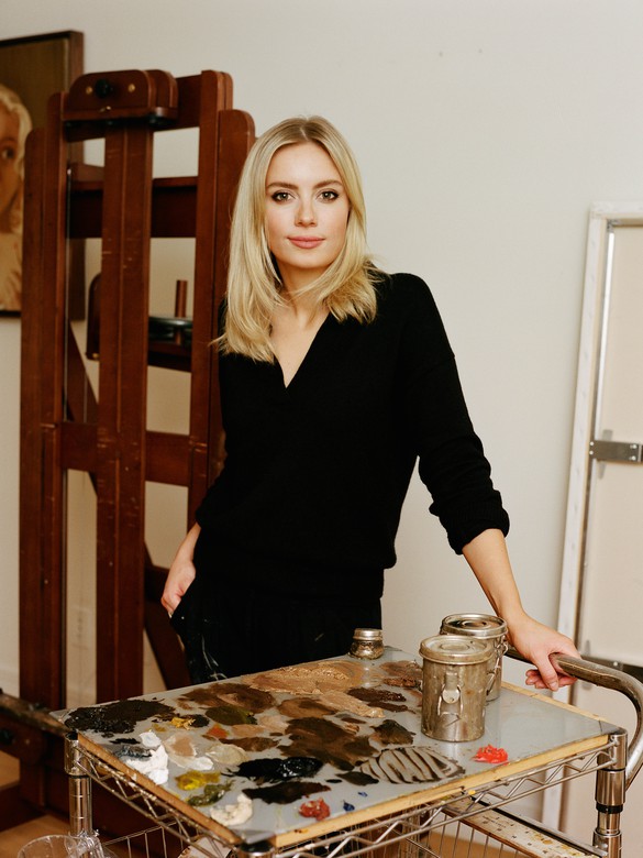 Anna Weyant in her studio, New York, 2022. Photo: Jeff Henrikson