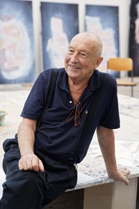 <p>Georg Baselitz in his studio, Ammersee, Germany, 2018. Photo: Martin Müller</p>