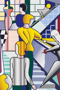 Roy Lichtenstein, Bauhaus Stairway Mural, 1989, oil, Magna, acrylic, and graphite pencil on canvas, 26 feet 5 ¾ inches × 17 feet 11 ¾ inches (807.1 × 548 cm) © Estate of Roy Lichtenstein. Photo: Rob McKeever