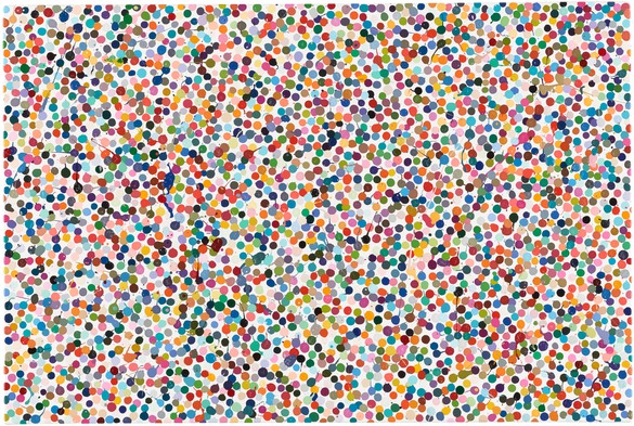 Damien Hirst, Fruit Salad, 2016, household gloss on canvas, 16 × 24 inches (40.6 × 61 cm)