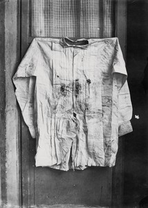 François Aubert, The Shirt of the Emperor, Worn during His Execution, 1867, albumen silver print from glass negative, 8 ¾ × 6 ¼ inches (22.2 × 15.8 cm), Metropolitan Museum of Art, New York, Gilman Collection, Gift of the Howard Gilman Foundation, 2005
