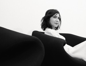Black and white portrait of Farshid Moussavi