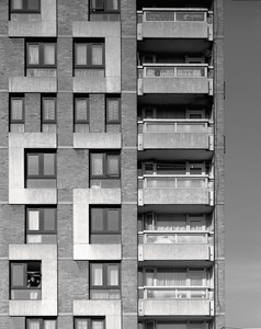Black and white image of a building