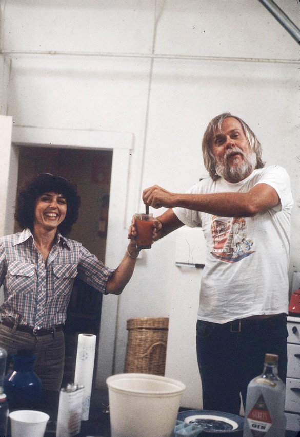 Constance Lewallen and John Baldessari in his studio, Los Angeles, 1977. Photo: Thomas Lewallen Gallery records, 1970–80, Archives of American Art, Smithsonian Institution