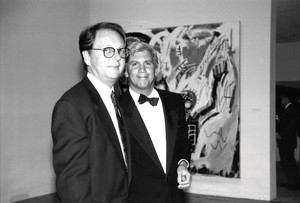 <p dir="ltr">Richard Marshall and Larry Gagosian at the opening of <em>Jean-Michel Basquiat</em>, Whitney Museum of American Art, New York, October 1992</p>