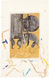 <p>Jasper Johns, <em>Untitled</em>, 2011, acrylic over intaglio on paper mounted on Fred Siegenthaler “confetti” paper, 11 ¾ × 7 ¾ inches (29.8 × 19.7 cm) © 2019 Jasper Johns/Licensed by VAGA at Artists Rights Society (ARS), New York. Photo: courtesy Menil Collection, Houston</p>