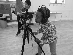 <p>Secondary students in Nottingham, England, taking part in a filmmaking workshop as part of an IntoUniversity Creative Arts holiday program</p>