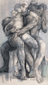 Jenny Saville, Pietà I, 2019–21, charcoal and pastel on canvas