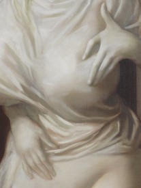John Currin, Memorial, 2020 (detail), oil on canvas, 62 × 40 inches (157.5 × 101.6 cm)