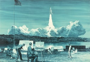 <p>Mark Tansey, <em>Action Painting II</em>, 1984, oil on canvas, 76 × 110 inches (193 × 279.4 cm) © Mark Tansey</p>
