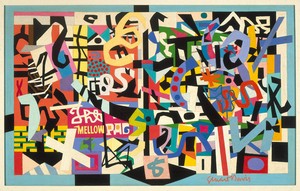 Stuart Davis, The Mellow Pad, 1945–51, oil on canvas, 26 ¼ × 42 ⅛ inches (66.7 × 107 cm) © Estate of Stuart Davis/Licensed by VAGA at Artists Rights Society (ARS), New York. Photo: © Brooklyn Museum/Bequest of Edith and Milton Lowenthal/Bridgeman Images