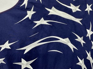 detail of distorted white stars on blue background