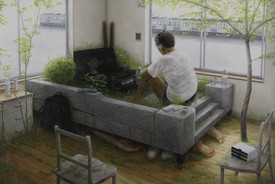 Tetsuya Ishida, Untitled, 2001, acrylic on canvas, 51 ¼ × 76 ⅜ inches (130.3 × 194 cm)