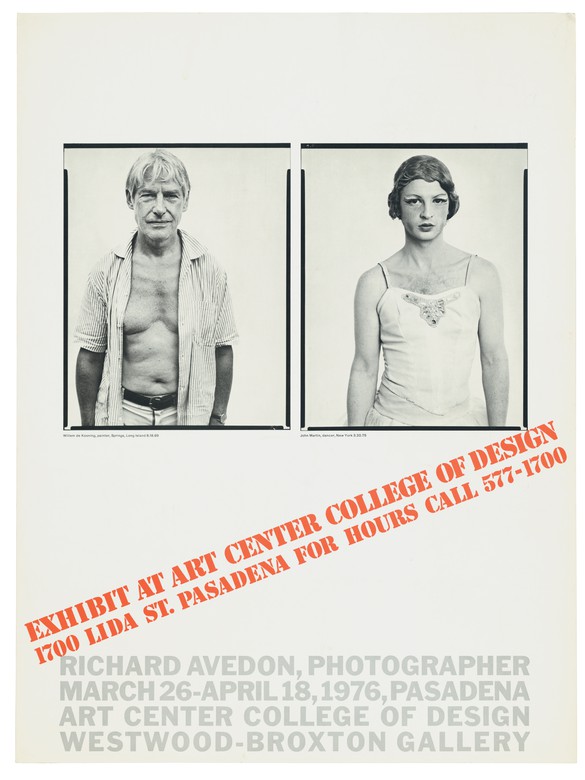 Exhibition poster for Portraits: 1969–1975 at Art Center College of Design, Westwood-Broxton Gallery, Pasadena, March 26–April 18, 1976