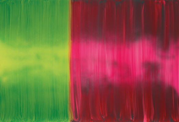 Katharina Grosse, Untitled, 1998, oil and acrylic on canvas, 78 ¾ × 116 ⅛ inches (200 × 295 cm), Collection of Contemporary Art of the Federal Republic of Germany. Photo: Jens Ziehe